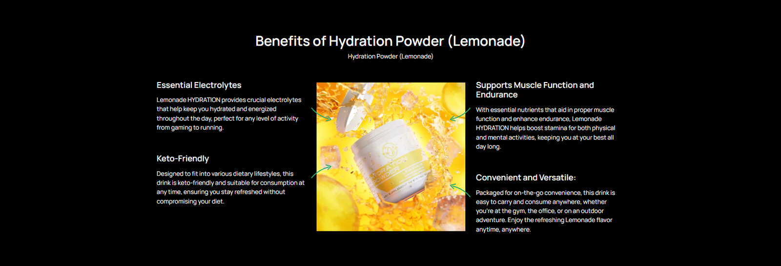 Hydration Powder (Lemonade) benefits