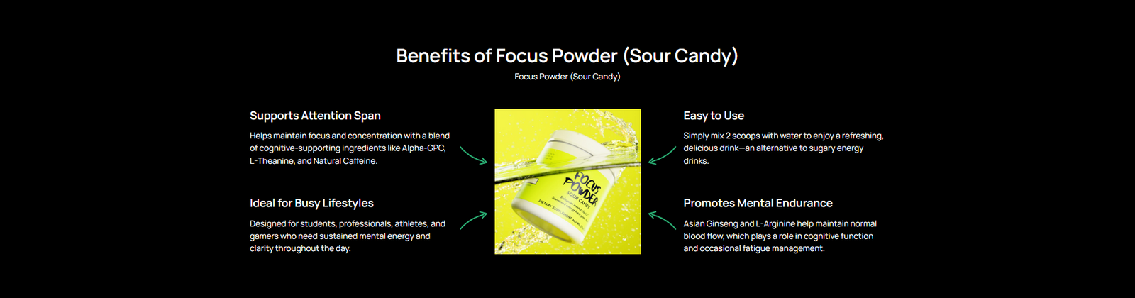 Focus Powder (Sour Candy) benefits